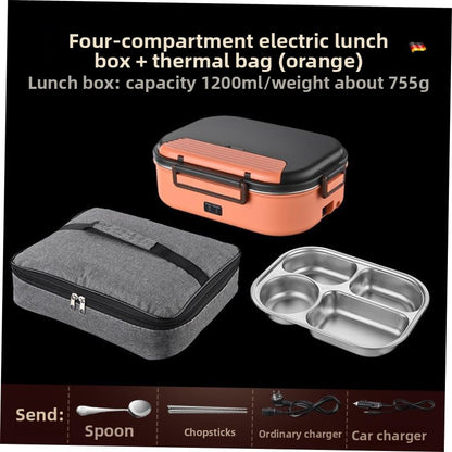 Portable Electric Heating Lunch Box with Multiple Compartments