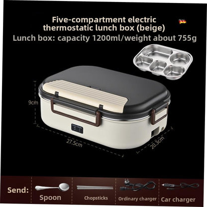 Portable Electric Heating Lunch Box with Multiple Compartments