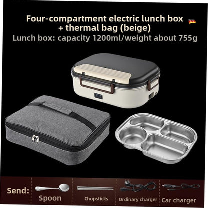 Portable Electric Heating Lunch Box with Multiple Compartments