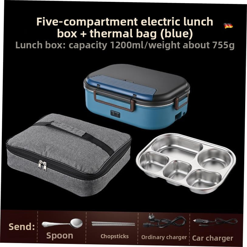 Portable Electric Heating Lunch Box with Multiple Compartments
