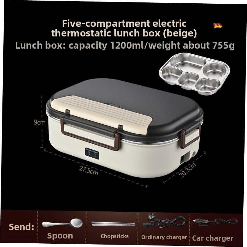 Portable Electric Heating Lunch Box with Multiple Compartments