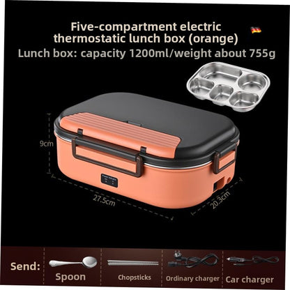 Portable Electric Heating Lunch Box with Multiple Compartments