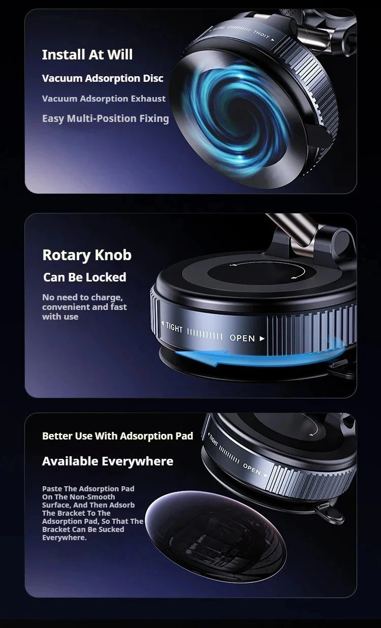 Car Phone Holder Vacuum Magnetic Phone Stand 360° rotatable
