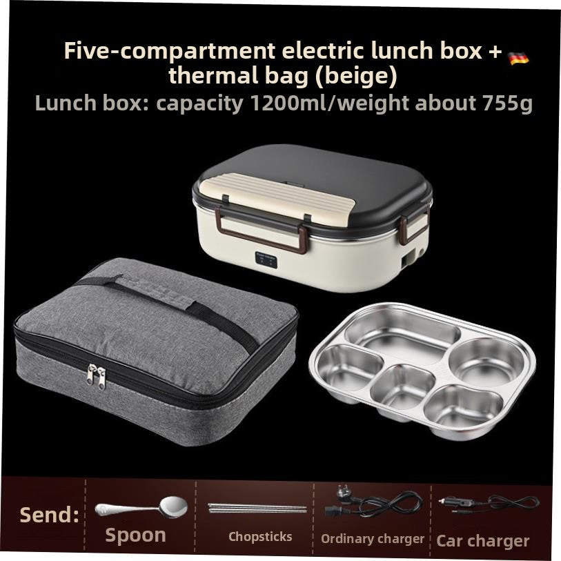 Portable Electric Heating Lunch Box with Multiple Compartments